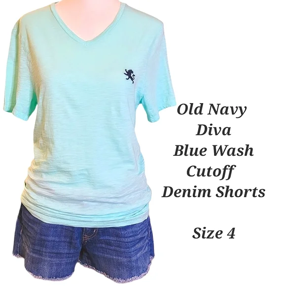 Old Navy Diva Cutoff Jean Shorts | Mid-Rise | Blue Wash Denim | Denim Shorts | 4