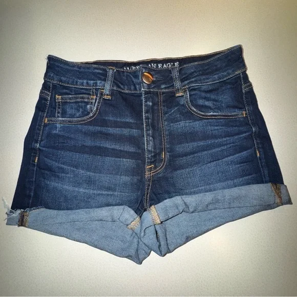 American Eagle Hi Rise Shortie Denim Jean Shirts Women’s Size 6