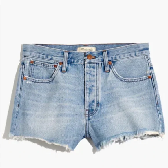 Madewell Denim Cut-Off Shorts Sz 31 Light Wash High Rise Button Fly