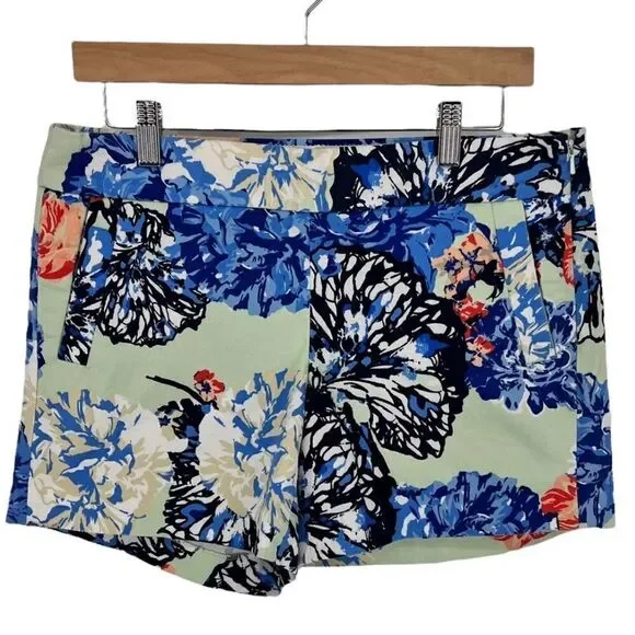 J. Crew Bright Multi Color Floral Cotton Stretch‎ Shorts Sz 6 Chino Casual