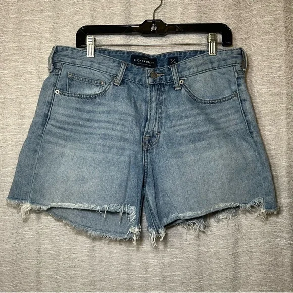Lucky Brand Light Blue Distressed Frayed Hem Jean Shorts Size 10/30