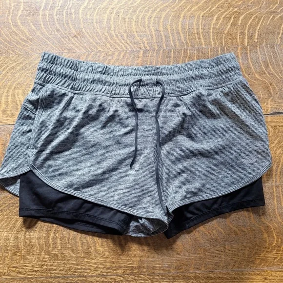 Avia Gray Two-Layer Athletic Shorts with Black Liner