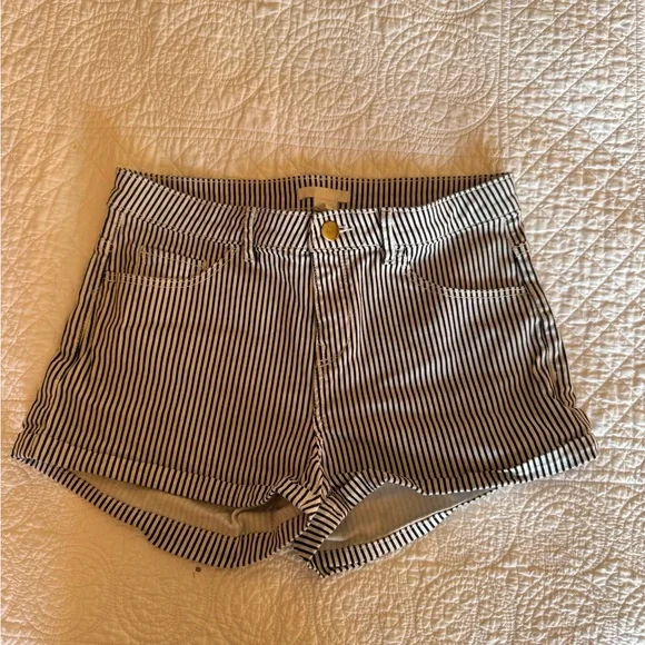 H&M Black and White Striped Jean Shorts