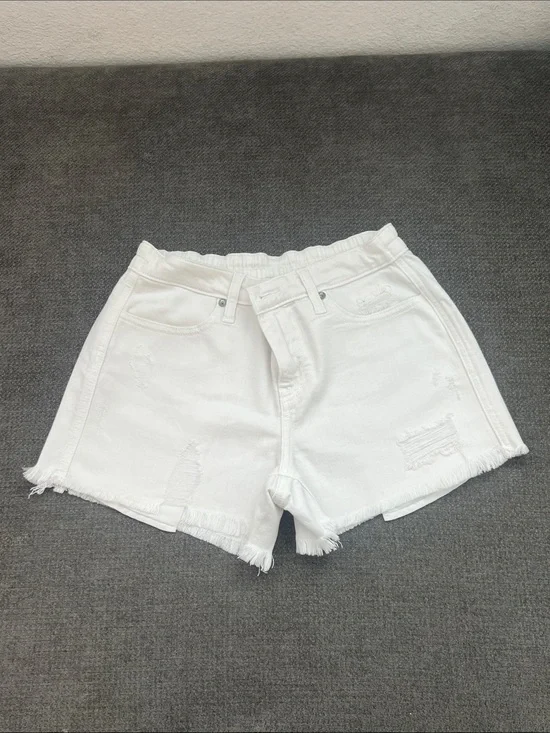 Women’s White Distressed Denim Shorts