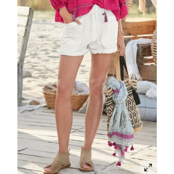 Sundance Sea Level Linen-Blend Shorts NWT in White Petite Small