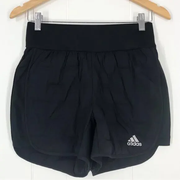 Adidas High Waisted Running Short X-City Padded Drawstring Pockets Size XS Black