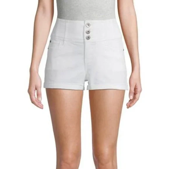 No Boundaries NWT Corset Triple Button High Rise Shorts in Arctic White Size 7