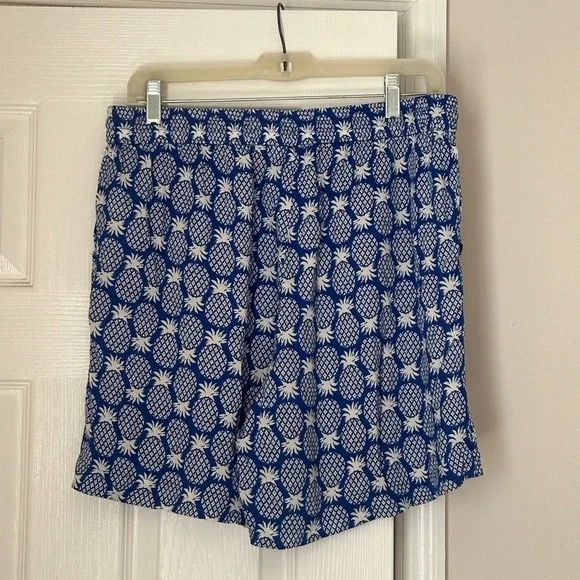 Boden Bembridge Pineapple Blue White Viscose Flowy Shorts 6