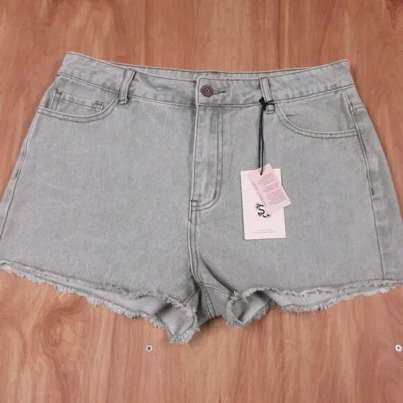 SINCERELY JULES High Rise Pale Green Denim Jean Shorts‎ 13/30 Cut Off Jorts NWT
