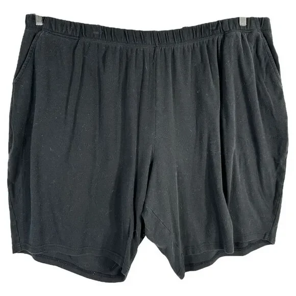 Roamans Plus Size 5XP Shorts 38W 40W Black Elastic Waist‎ Pockets Petite 1239