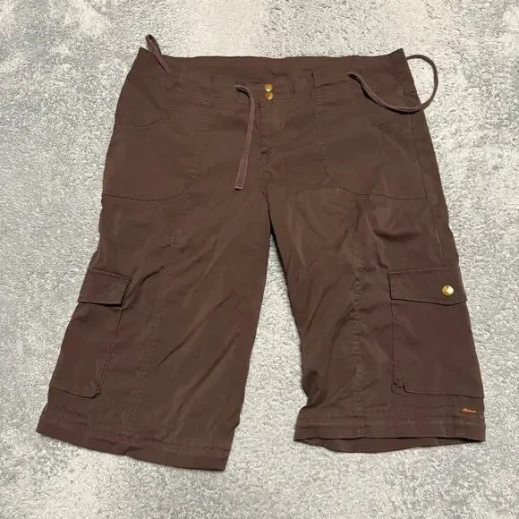 Prana Shorts Women’s 14 Bermuda Hiking Brown Cargo -**