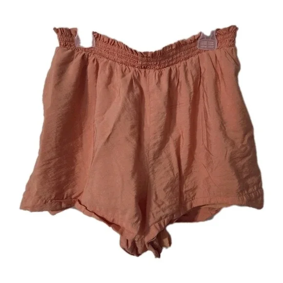 American Eagle Smocked Nylon Shorts, Peach, Medium
