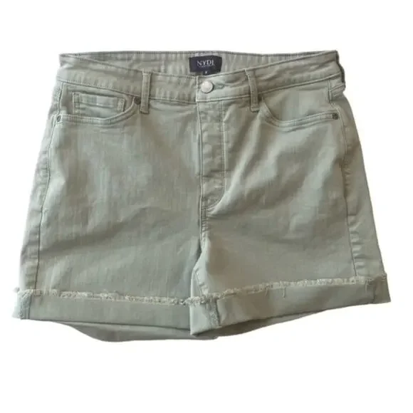 NYDJ Sage Green Denim Cut off Shorts - Size 8