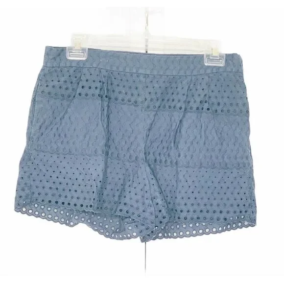 J. Crew Size 2 Scalloped Eyelet Shorts Navy Blue