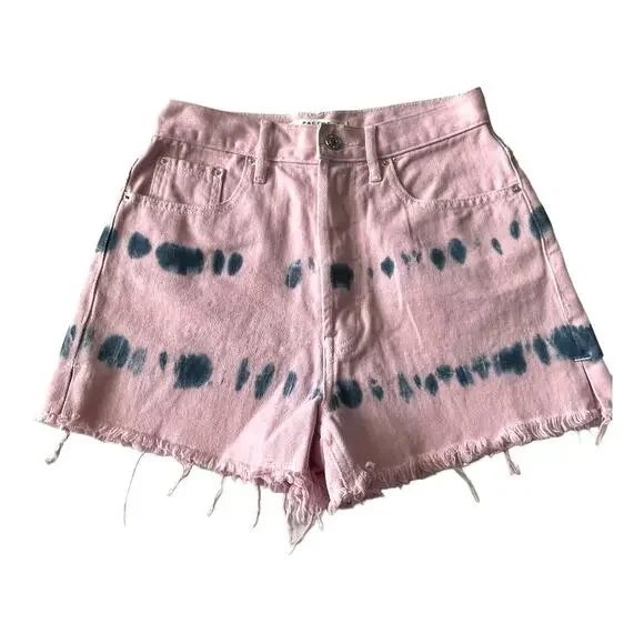 Pacsun Womens Jean Shorts 26 Ultra High Rise Vintage Short Button Fly Tie Dye