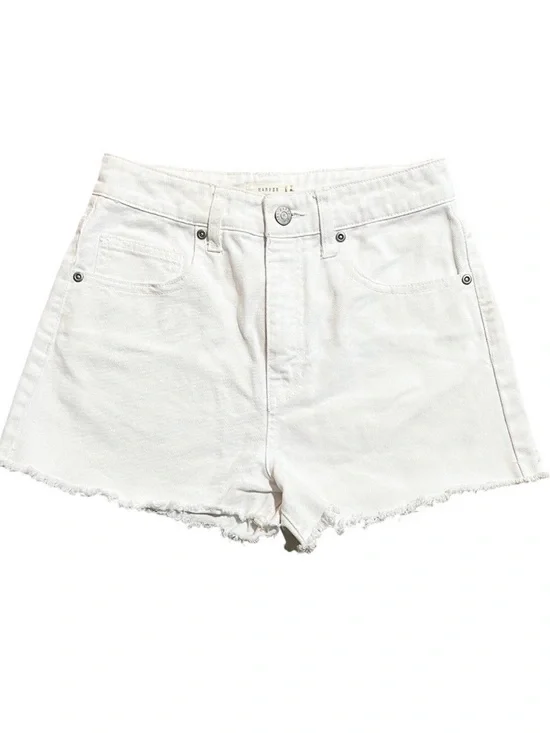 Harper White Frayed Hem Denim Shorts Size 25