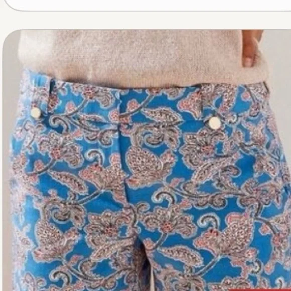 LOFT blue and pink paisley 4” short size 10