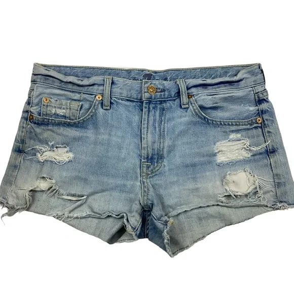 7 For All Mankind Distressed Denim Cut-off Shorts