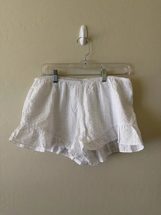 NWT princess polly White Ruffled Seersucker Lounge Shorts