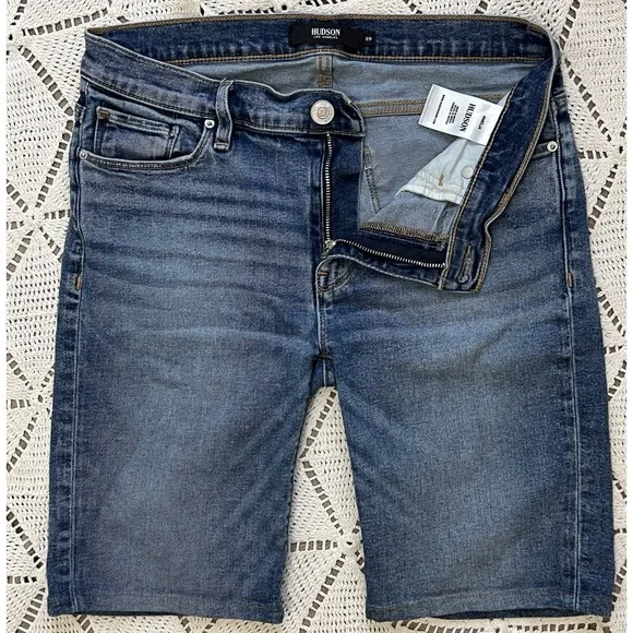 Hudson Amelia Denim Shorts Womens 29 Bermuda Mid Rise Stretch Blue Comfortable