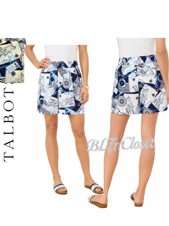 Talbots Washed Linen Pull on Shorts Cote D Azur Sz Xs‎ Nautical Sailor Core
