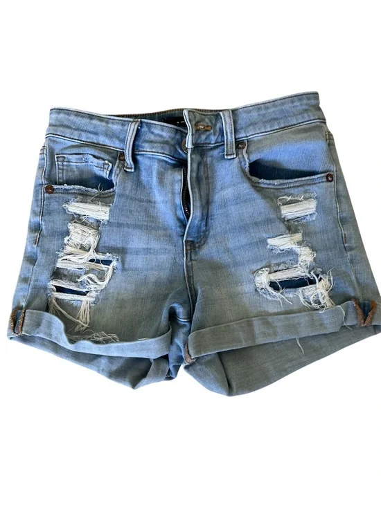 Aero - Light Blue Distressed Denim Shorts 8
