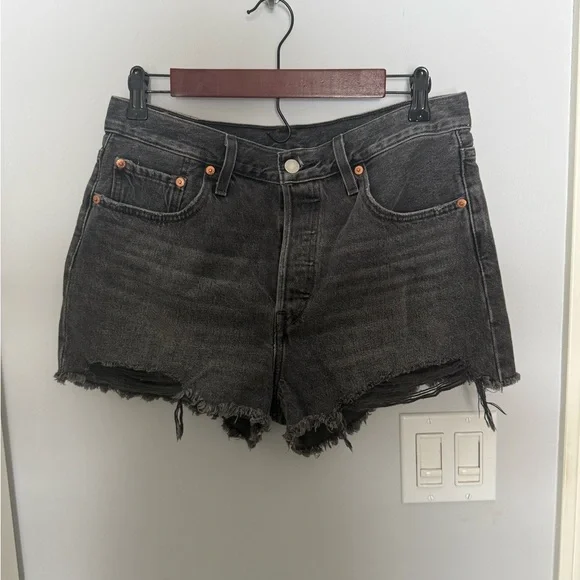 Levi's 501 Original high-rise black denim cutoff shorts