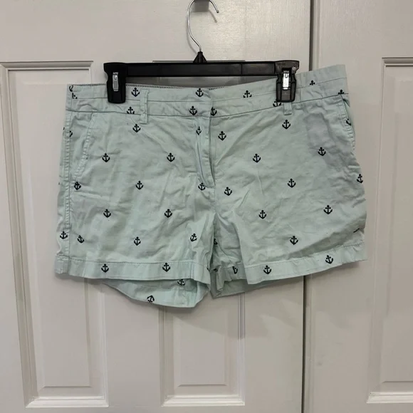 British Khaki Light Mint Anchor Print Shorts Size‎ 12