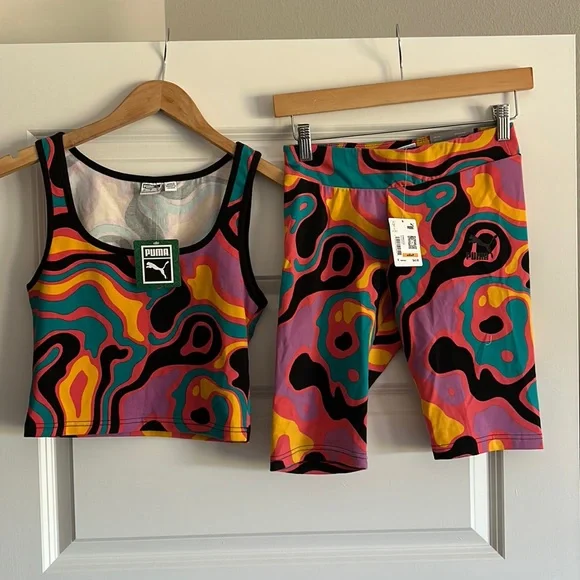 PUMA 2-PIECE ACTIVEWEAR SHORTS TOP SET SIZE S MSRP $70.00 NWT