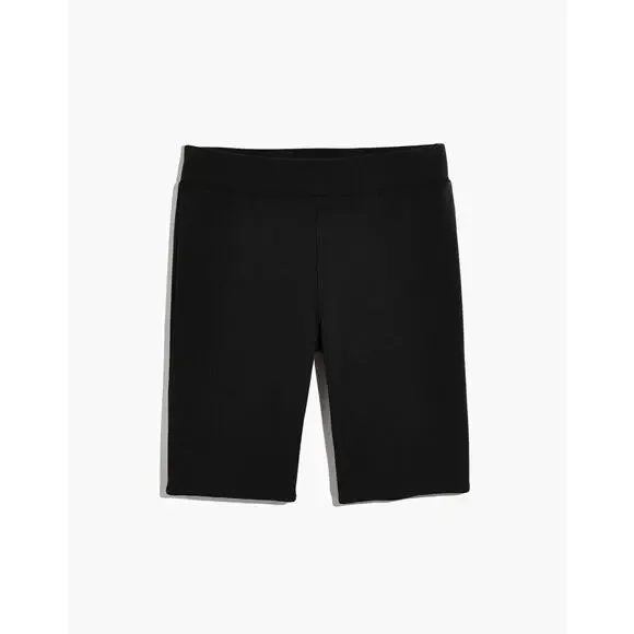 Madewell Ottoman Jacquard Biker Shorts Black Ribbed Knit, Size Small