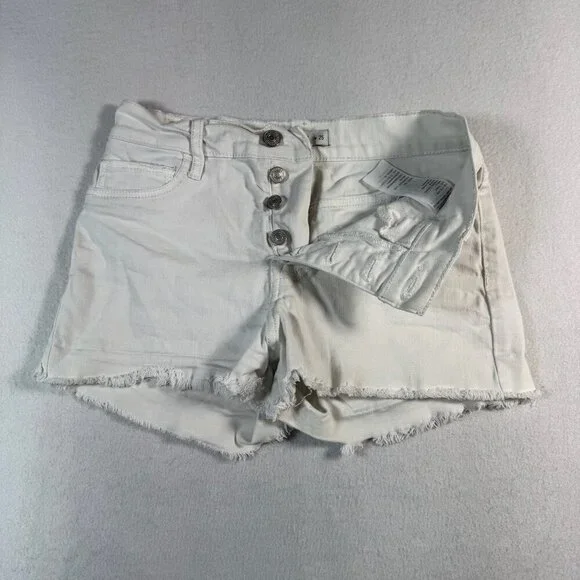 Abercrombie and Fitch Shorts Womens 25 White Cut Off Mid Rise Button Fly