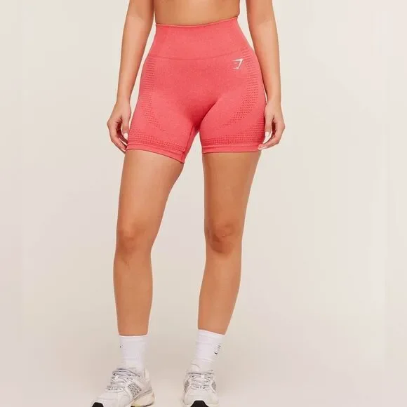 GymShark Vital Seamless Coral Red Marl 6” Bike Shorts
