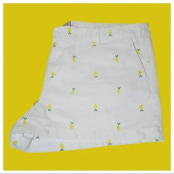 🍋 Merona Embroidered Lemon  Summer Fruits Shorts