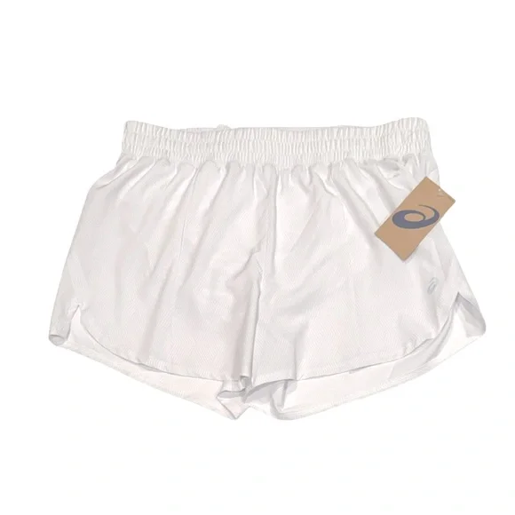 ASICS Running Short 4” Inseam Back Zip Secure Pocket White NWT Large