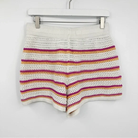 Old Navy Crochet Knit Shorts Size Medium Boho Striped Beach Festival