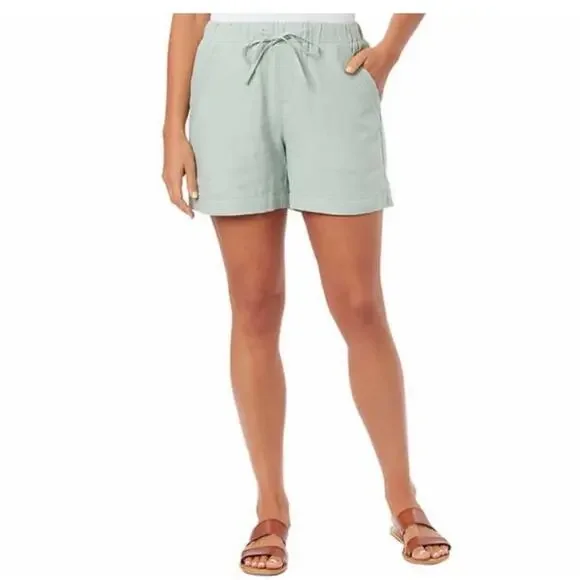 NWT Briggs Ladies' Green Linen Blend Pull-On Short