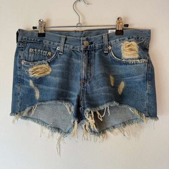Rag & Bone Sz 26 Distressed Denim Blue Shorts 0024