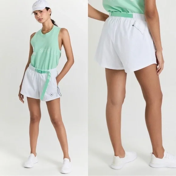 NWT STELLA MCCARTNEY x ADIDAS Belted Running Shorts White Sz M