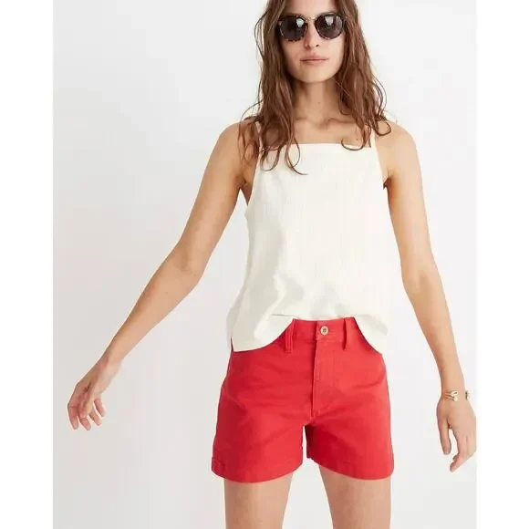 Madewell Women's High Waist Shorts - Red
