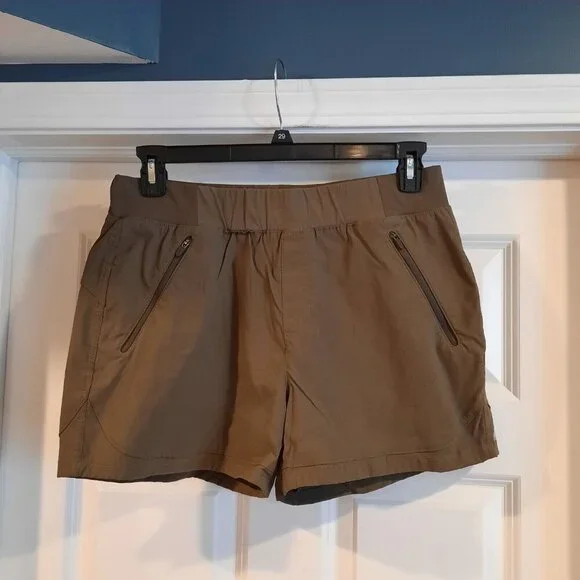 Eddie Bauer First Ascent Shorts Womens 12 Green Pull On Hiking Stretch‎ Nylon