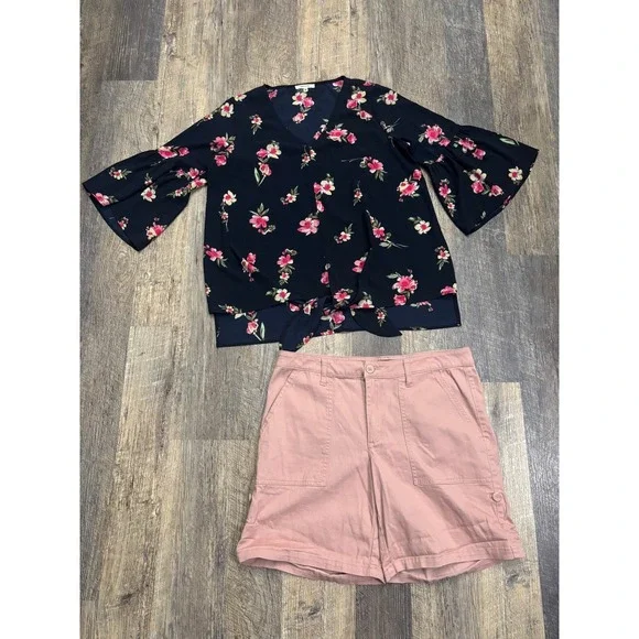 Jones New York Womens Pink Utility Shorts Size 10 Dusty Rose Cotton Blend 6in