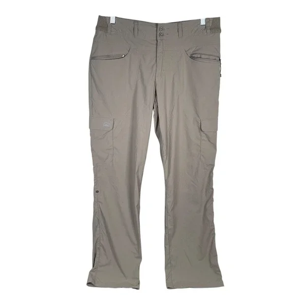 Cabelas XPG Cargo Pants Womens 10 Beige Stretch Nylon Hiking Roll Up‎ read