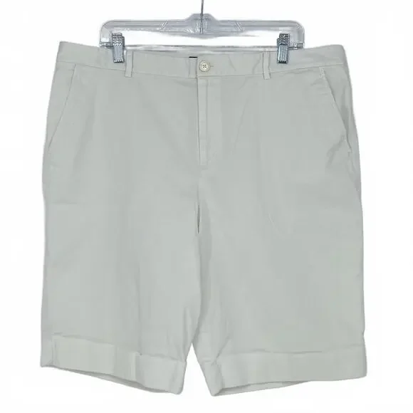 L-RL Ralph Lauren Active Women's White Roll Cuff Bermuda Shorts - Size 16