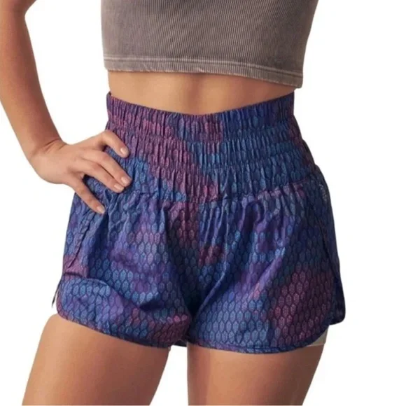Free People Movement| EUC Women's Size Medium Blue, Pink & Purple Printed Shorts