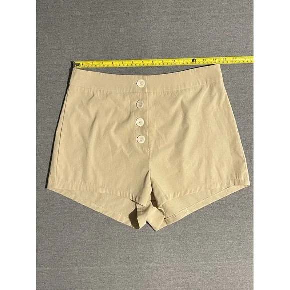 SHEIN Beige High Waisted Button Front Shorts Womens Medium Minimalist Casual