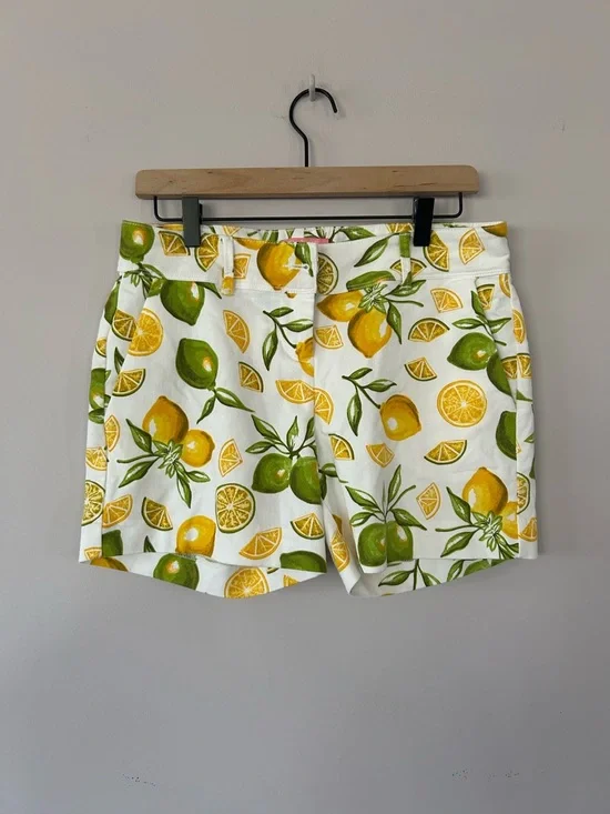 Isaac Mizrahi NY Women's Lemon Lime Fruit Print Tailored Trouser Shorts, Sz 4