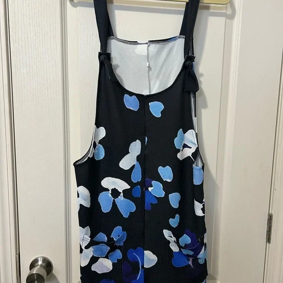 Floral Sleeveless Romper with Blue and White Accents
