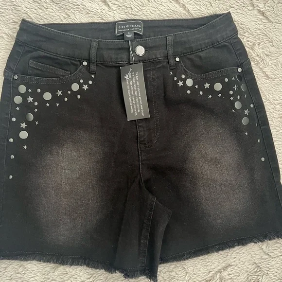 NWT G BY GIULIANNA Black Label Embellished Pocket Shorts Size 6