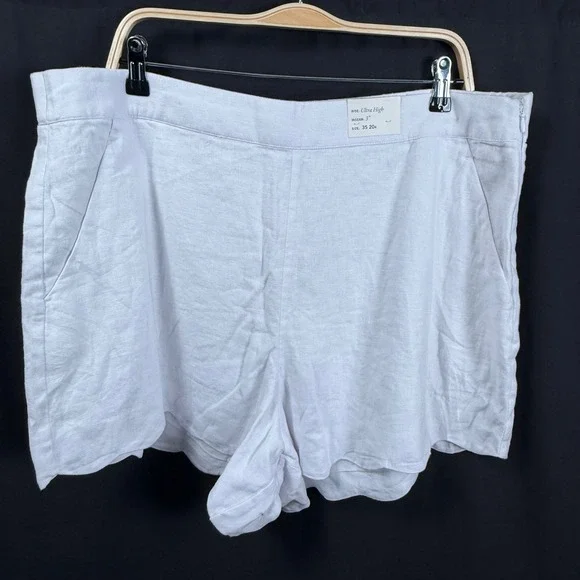 Abercrombie & Fitch Ultra High Rise Linen Shorts Scalloped Hem Womens 35 20R NWT