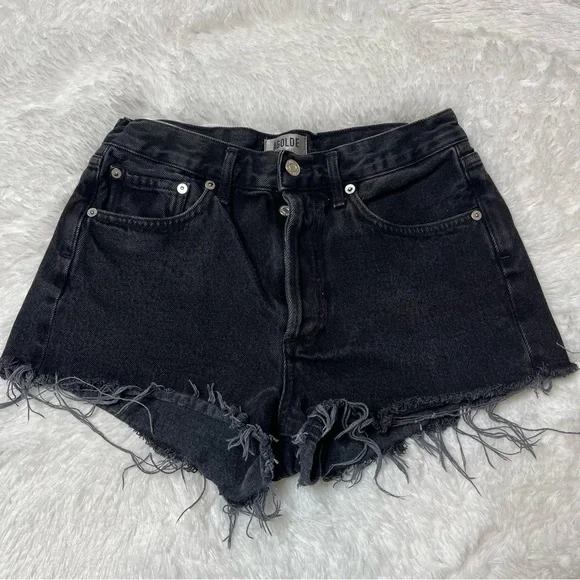 Agolde Parker Black Button Fly Jean Shorts 25